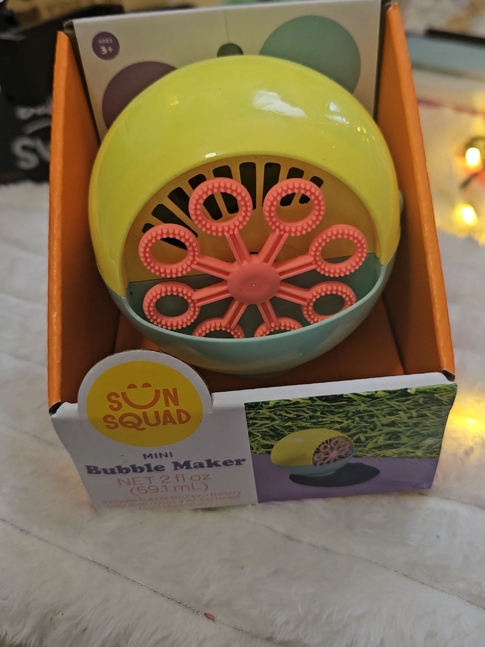 Sun Squad Mini Bubble Maker - Yellow & Teal with Pink Wand